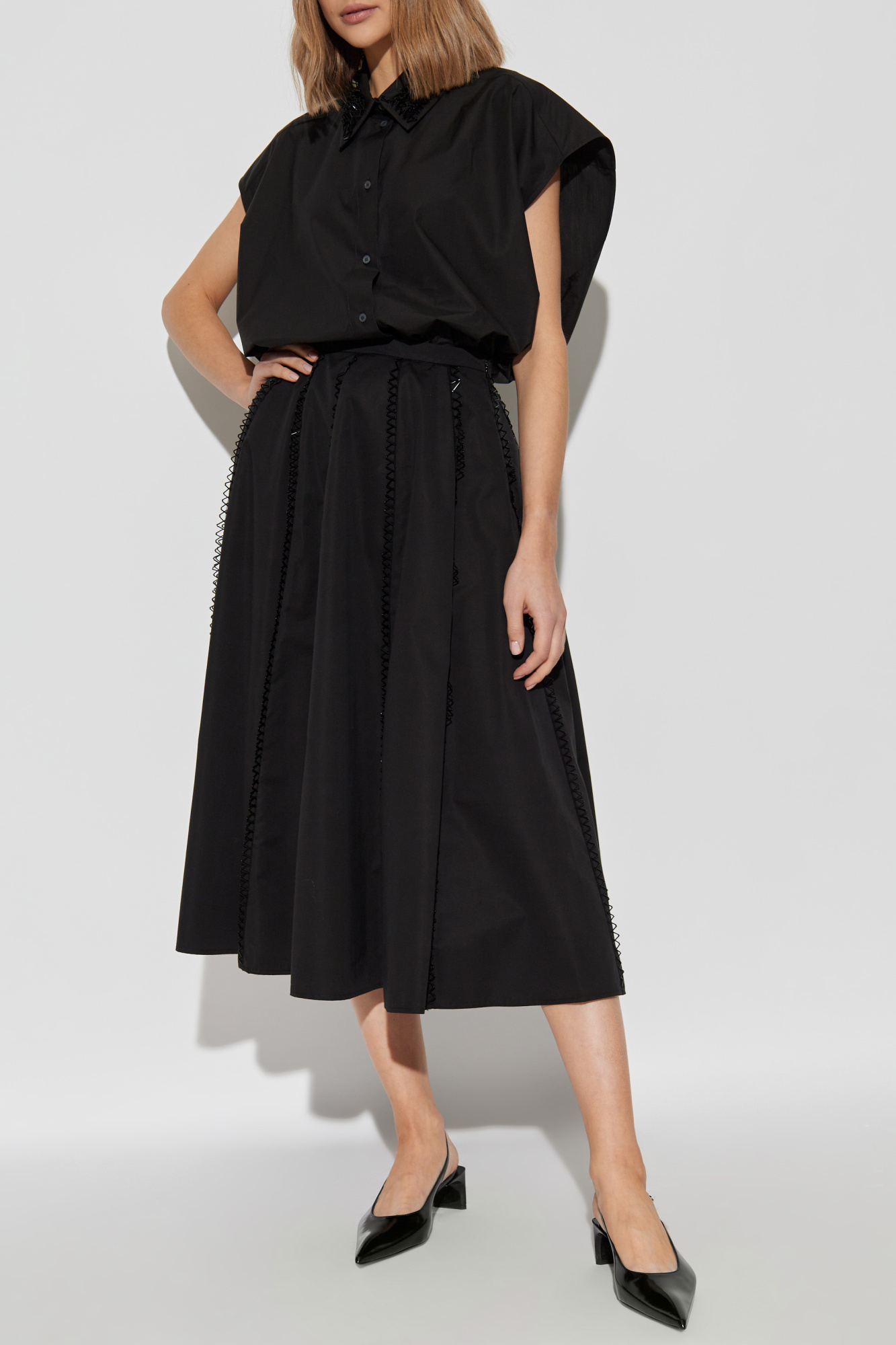 スカート FABIANA FILIPPI Woman Skirt Rope GND215F395L519 0158 Wool and linen mat skirt, vanilla for Women | Fabiana Filippi®